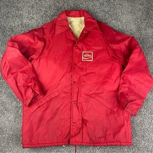 Coca Cola Snap Button Vintage Satin Lined Jacket Medium Red Made In USA